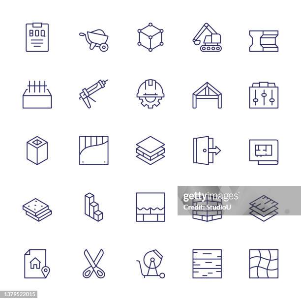 construction industry editable stroke line icons - ceiling stock illustrations