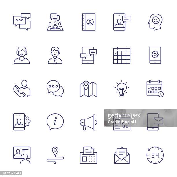 contact us editable stroke line icons - homepage stock illustrations