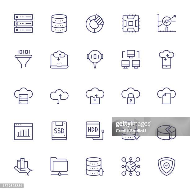 data editable stroke line icons - donut chart stock illustrations