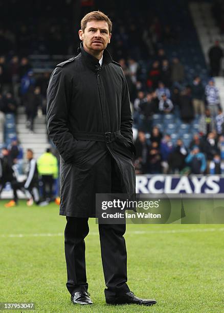 Andre Villas-Boas, manager of Chelsea looks on prior to the FA Cup with Budweiser Fourth Round match between Queens Park Rangers and Chelsea at...