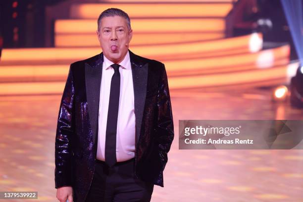 Judge Joachim Llambi is seen on stage during the 2nd show of the 15th season of the television competition show "Let's Dance" at MMC Studios on March...
