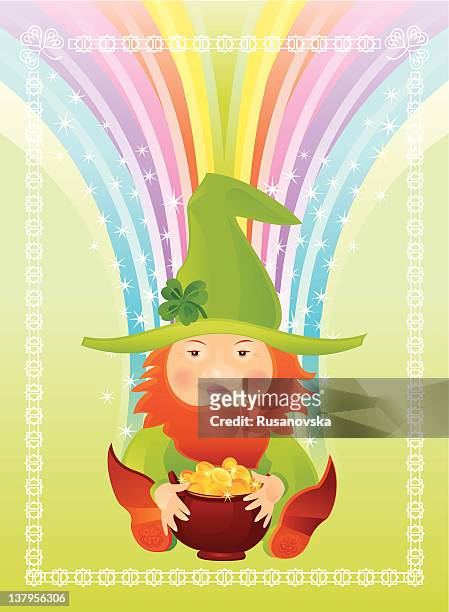 ilustrações, clipart, desenhos animados e ícones de gnome irlandês - smiley faces