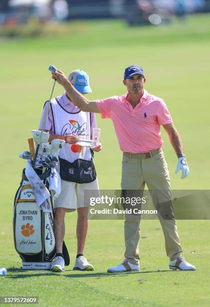 Jonathan Byrd of The United States plays his second shot on the par 4, first hole during the second round of the Arnold Palmer Invitational presented...