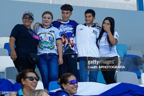 Salvadoran fans supporting competitors during the Diving Springboard competition as part of the 2023 Central American and Caribbean Games at El...