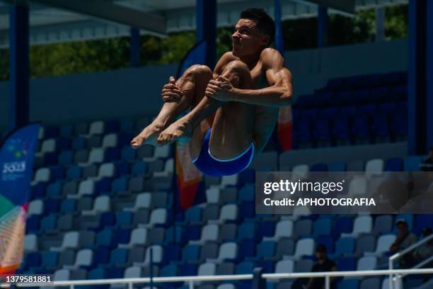 Jesus Gonzalez, diver of Venezuela competes during the Men's 1m Diving Springboard competition as part of the 2023 Central American and Caribbean...