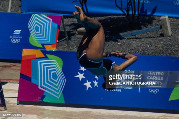Anisley Garcia, diver of Cuba competes during the Women's 1m Diving Springboard competition as part of the 2023 Central American and Caribbean Games...