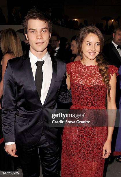 Actors Shailene Woodley and Nick Krause arrive at the 64th Annual Directors Guild Of America Awards at the Grand Ballroom at Hollywood & Highland...