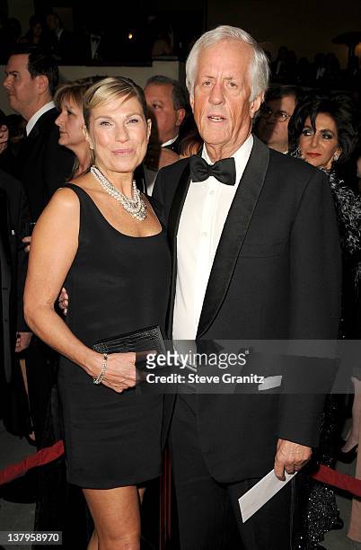 Director Michael Apted and wife Dana Stevens arrive at the 64th Annual Directors Guild Of America Awards at the Grand Ballroom at Hollywood &...