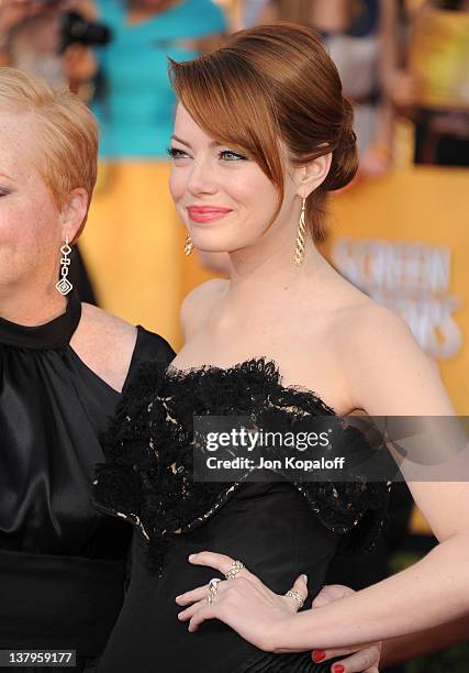 Actress Emma Stone arrives at the 18th Annual Screen Actors Guild Awards held at The Shrine Auditorium on January 29, 2012 in Los Angeles, California.