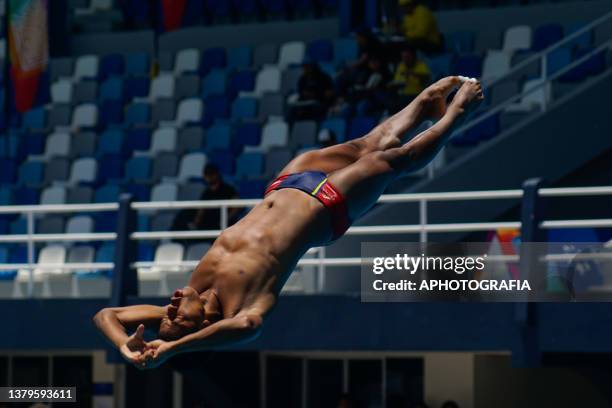 Sebastian Morales, diver of Colombia competes during the Men's 1m Diving Springboard competition as part of the 2023 Central American and Caribbean...