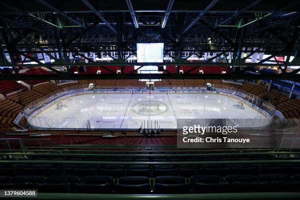 General view of the Kitchener Memorial Auditorium prior to an OHL game between the Saginaw Spirit and Kitchener Rangers at Kitchener Memorial...