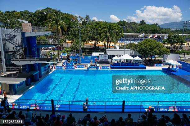 General view of the diving pool during the Men's 1m Diving Springboard competition as part of the 2023 Central American and Caribbean Games at El...