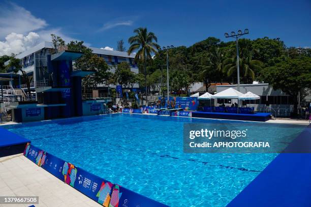 General view of the diving pool during the Men's 1m Diving Springboard competition as part of the 2023 Central American and Caribbean Games at El...