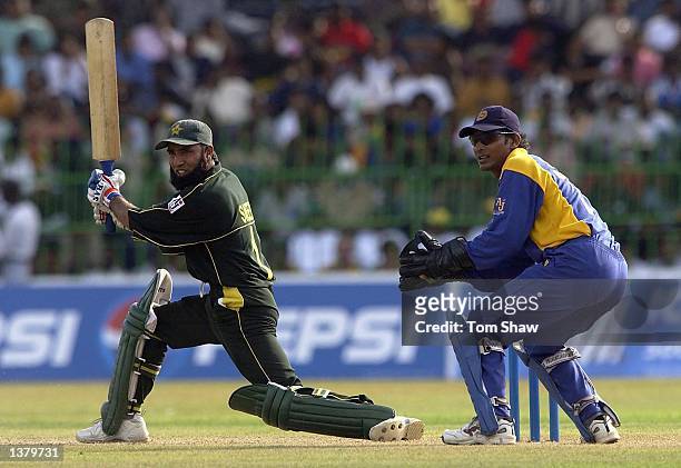 Saeed Anwar of Pakistan hits out during the Sri Lanka v Pakistan opening match of the ICC Champions Trophy at the R. Premadasa Stadium, Colombo, Sri...