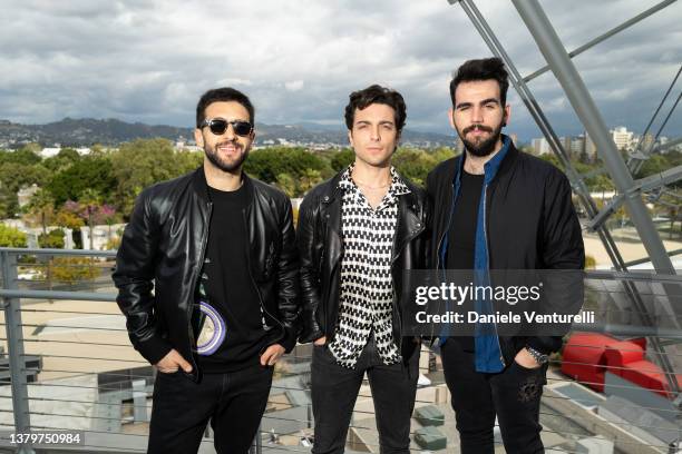 Piero Barone, Gianluca Ginoble and Ignazio Boschetto of the IL VOLO attend Filming Italy Delegation Visits The Academy Museum on March 04, 2022 in...