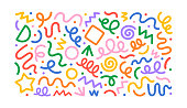 Fun colorful line doodle shape set