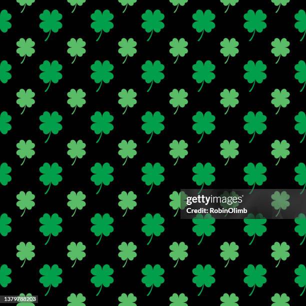 cute four leaf clover seamless pettern - 4 leaf clover stock illustrations