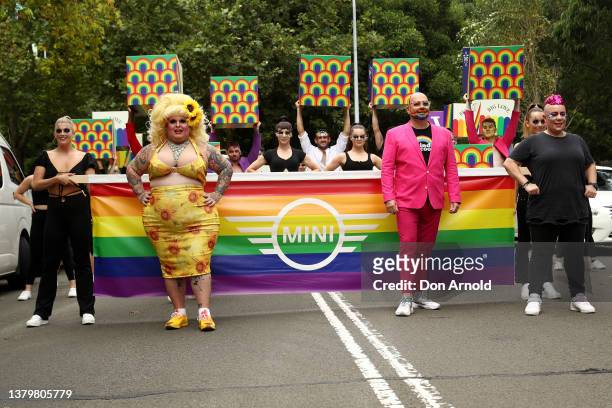 Maxi Shield , Anna Polyviou and Neale Whittaker take part in rehearsals in Harmony Park as part of 'MINI Show of Big Love' ahead of the 44th Sydney...