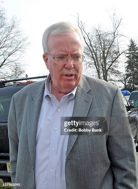 Woodbridge Township Mayor John E. McCormac outside of the Wake for actor, Robert Hegyes on January 29, 2012 in Woodbridge, New Jersey.