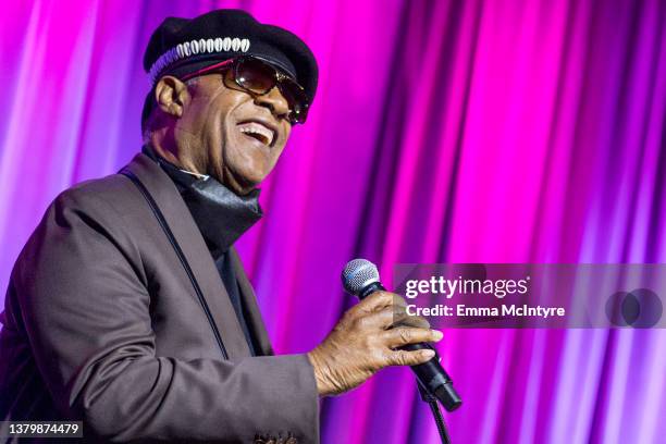 Musician Stevie Wonder speaks onstage at the Mary Wilson tribute at The GRAMMY Museum on March 04, 2022 in Los Angeles, California.