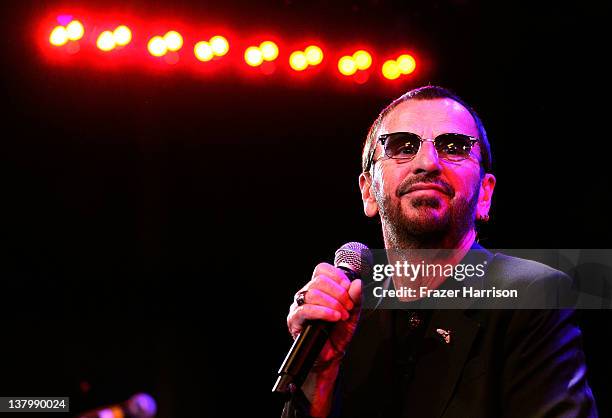 Musican Ringo Starr on stage at "SiriusXM's Town Hall With Ringo Starr" And Host Russell Brand and Moderator Don Was Live On SiriusXM's The Spectrum...