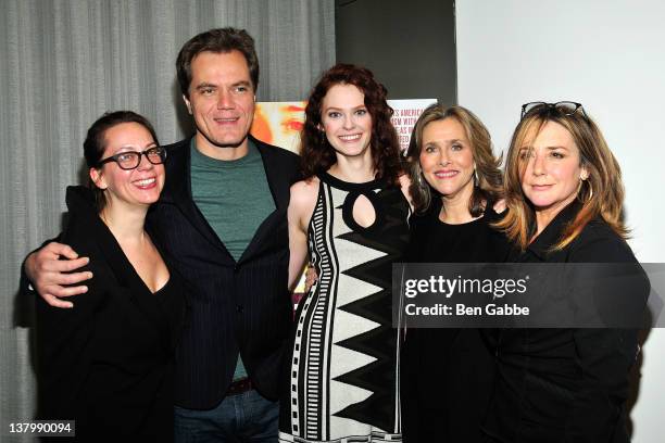 Director Liza Johnson, Michael Shannon, Bonnie Swencionis, Meredith Vieira and Talia Balsam attend the premiere of "Return" at The Museum of Modern...