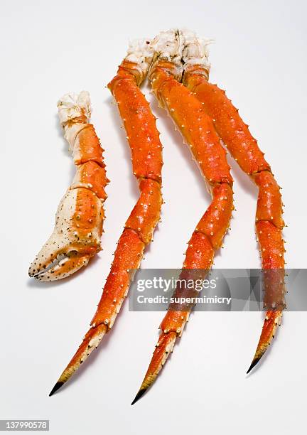 king crab legs - crab legs stock pictures, royalty-free photos & images