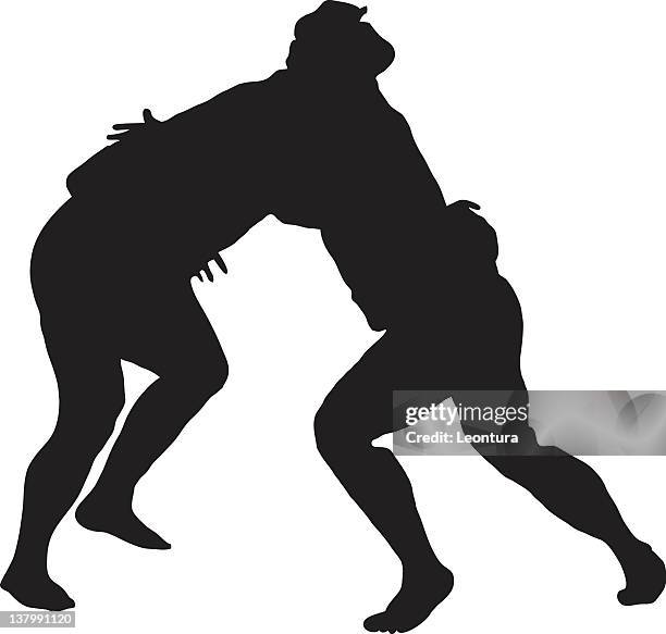 sumo wrestling silhouette - sumo stock illustrations