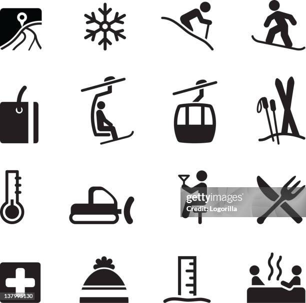 skiing icons - winter sport vector stock illustrations