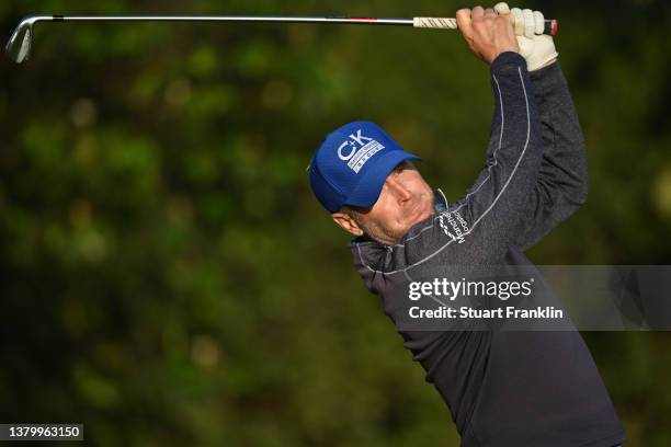 Matt Ford of England plays his tee shot on the first hole during day three of the Magical Kenya Open at Muthaiga Golf Club on March 05, 2022 in...