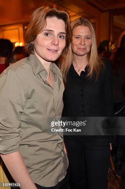 Caroline Fourest and Aude Lancelin attend the Procope Des Lumieres' Literary Awards - First Edition at the Procope on January 30, 2012 in Paris,...