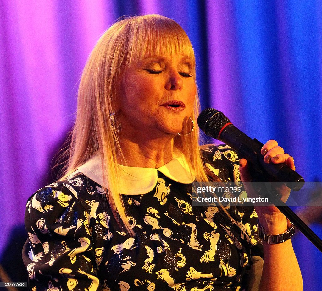 Recording artist Jackie DeShannon performs on stage at "An Evening