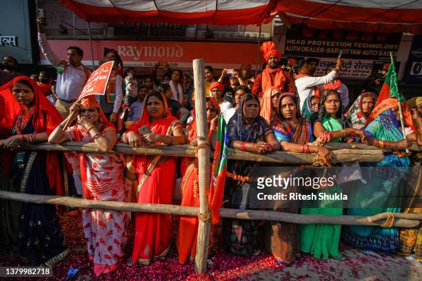 Varanasi, INDIA Crowds of supporters turn out to cheer India's Prime Minister Narendra Modi during a roadshow in support of state elections on March...