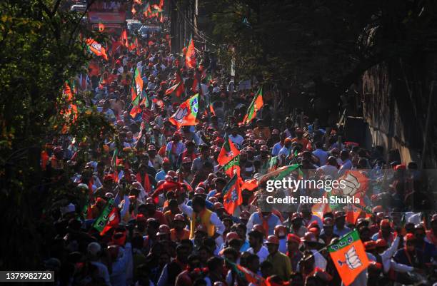 Varanasi, INDIA Crowds of supporters turn out to cheer India's Prime Minister Narendra Modi during a roadshow in support of state elections on March...