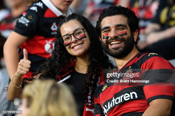 Wanderers fans enjoy the atmosphere during the round 17 A-League Men's match between Western Sydney Wanderers and Sydney FC at CommBank Stadium, on...