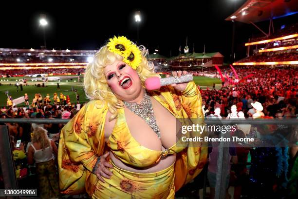 Maxi Shield poses during the 44th Sydney Gay and Lesbian Mardi Gras Parade on March 05, 2022 in Sydney, Australia. The Sydney Gay and Lesbian Mardi...