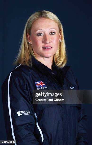 Elena Baltacha of the AEGON GB Fed Cup Team poses on January 25, 2012 in London,England.