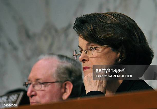 The US Senate Intelligence Committee Chairman Sen. Diane Feinstein,D-CA, holds a full committee hearing on "World Wide Threats." on January 31, 2012...
