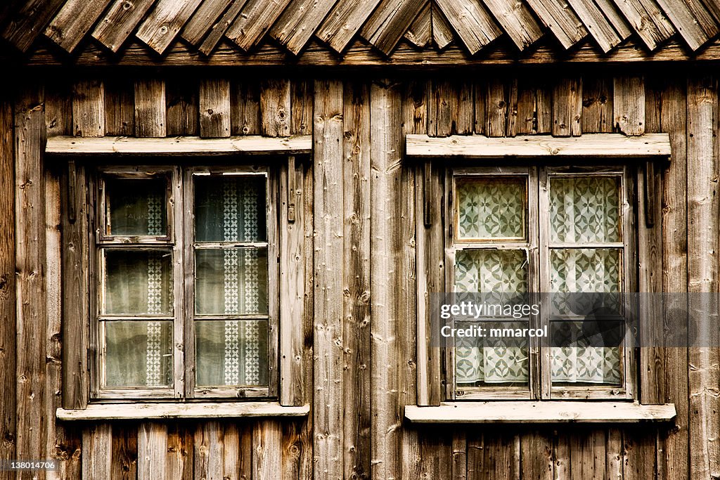 Wooden cottage windows