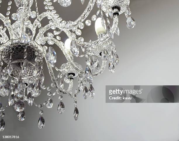 crystal chandelier with bright copy space - chandelier stock pictures, royalty-free photos & images