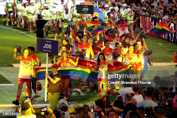 The AFL float takes part during the 44th Sydney Gay and Lesbian Mardi Gras Parade on March 05, 2022 in Sydney, Australia. The Sydney Gay and Lesbian...