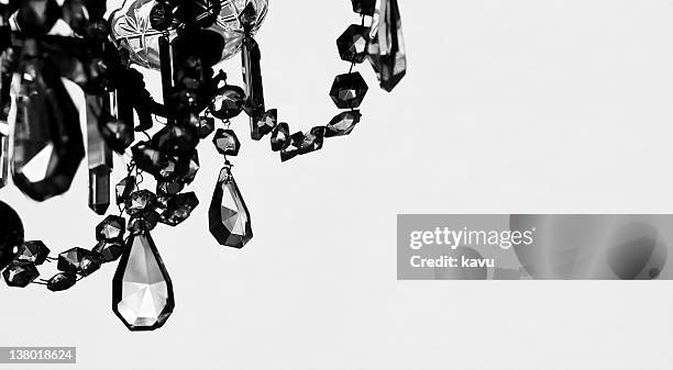 crystal chandelier in black & white, copy space - chandelier stock pictures, royalty-free photos & images