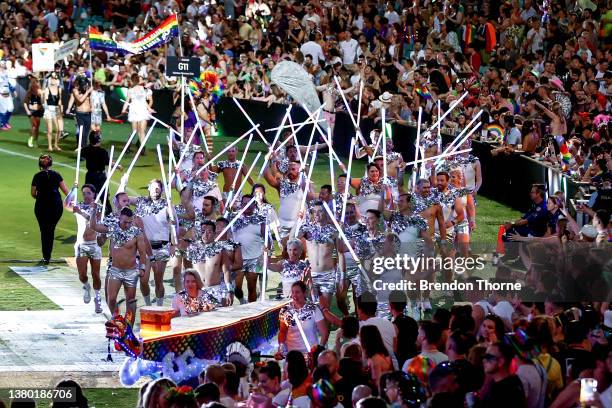 Parade goers take part during the 44th Sydney Gay and Lesbian Mardi Gras Parade on March 05, 2022 in Sydney, Australia. The Sydney Gay and Lesbian...