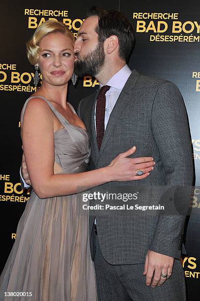 Katherine Heigl and Josh Kelley attend the Paris Premiere of "One For The Money" film at Cinema Gaumont Marignan on January 31, 2012 in Paris, France.