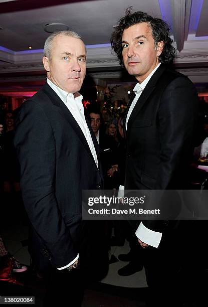 Damien Hirst and Ant Genn attend the Motilo.com Party to celebrate the month of 'Love' at Le Baron At Embassy on January 31, 2012 in London, England.