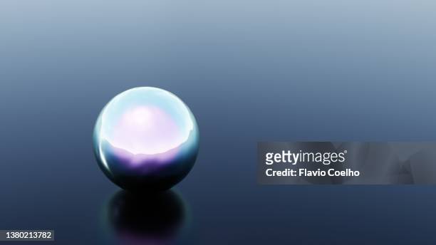 iridescent pearl on shiny surface - perle foto e immagini stock