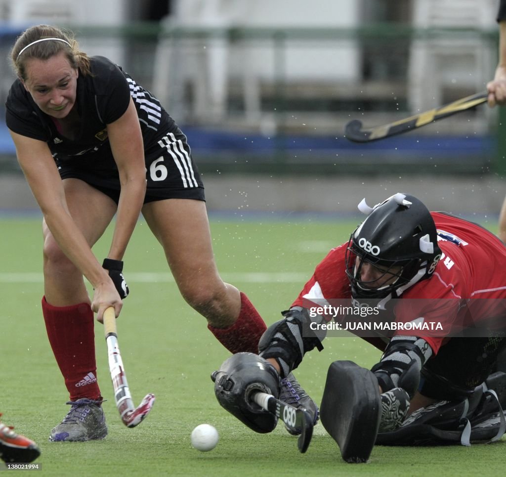 New Zealand's goalkeeper Sally Rutherfor
