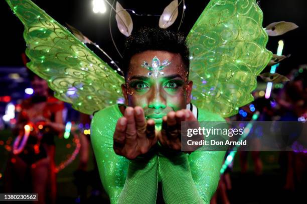 Parade goers march inside the Sydney Cricket Ground during the 44th Sydney Gay and Lesbian Mardi Gras Parade on March 05, 2022 in Sydney, Australia....