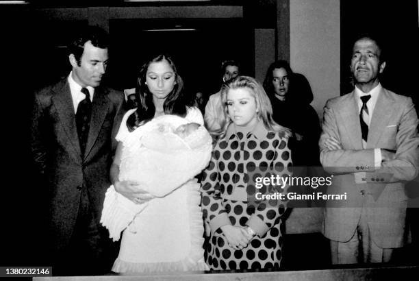 Julio Iglesias and Isabel Preysler at the baptism of their daughter Chabeli with the presence of Julio's father, Julio Iglesias Puga , Madrid, Spain,...