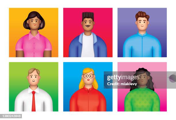 3d avatars in squares - character set stock illustrations